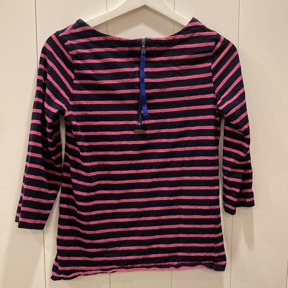 ⭐️ Hatley 100% Solid Cotton Striped T-Shirt Back Zipper Detail - Picture 3 of 3